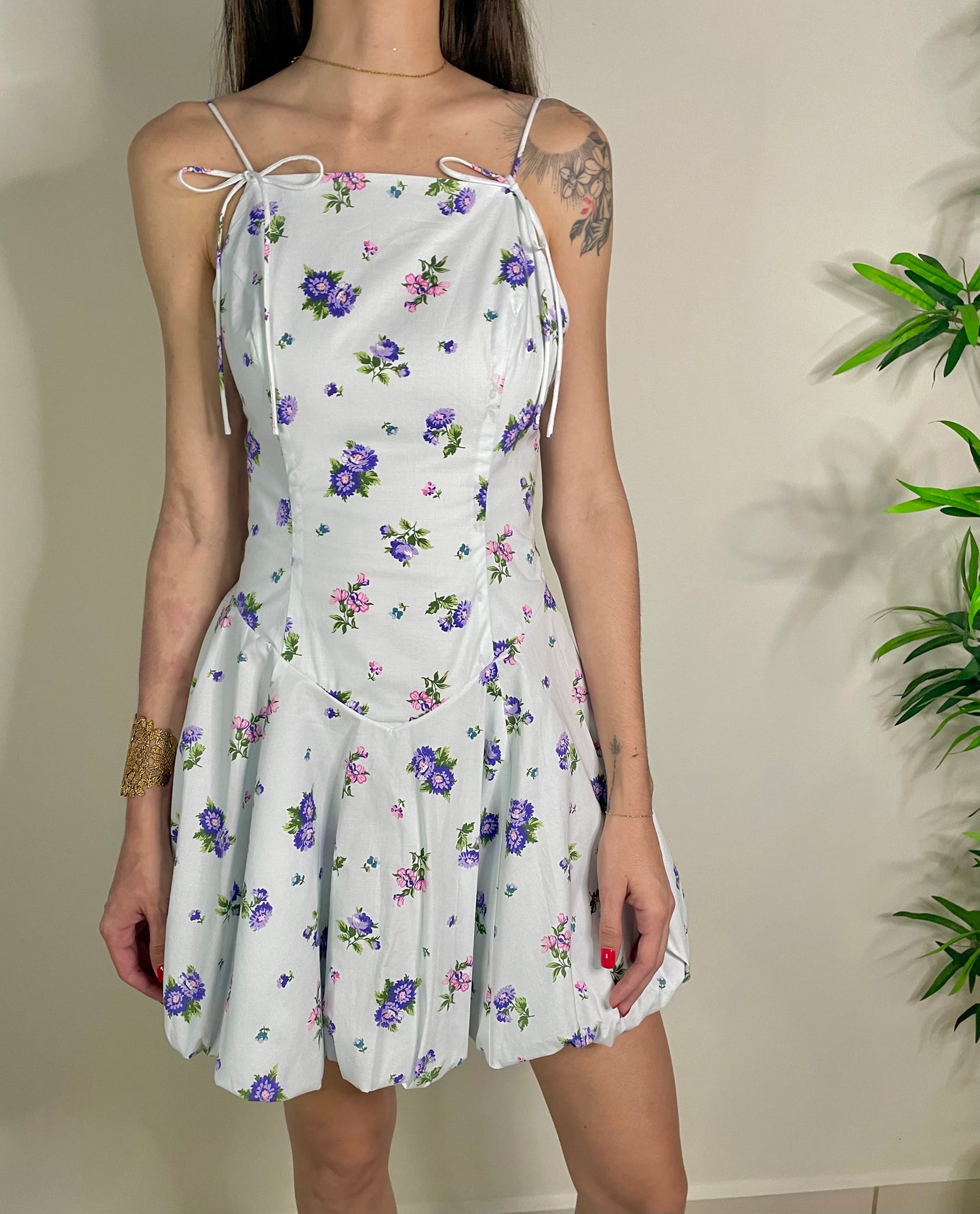 FLORAL BUBBLE MINI DRESS