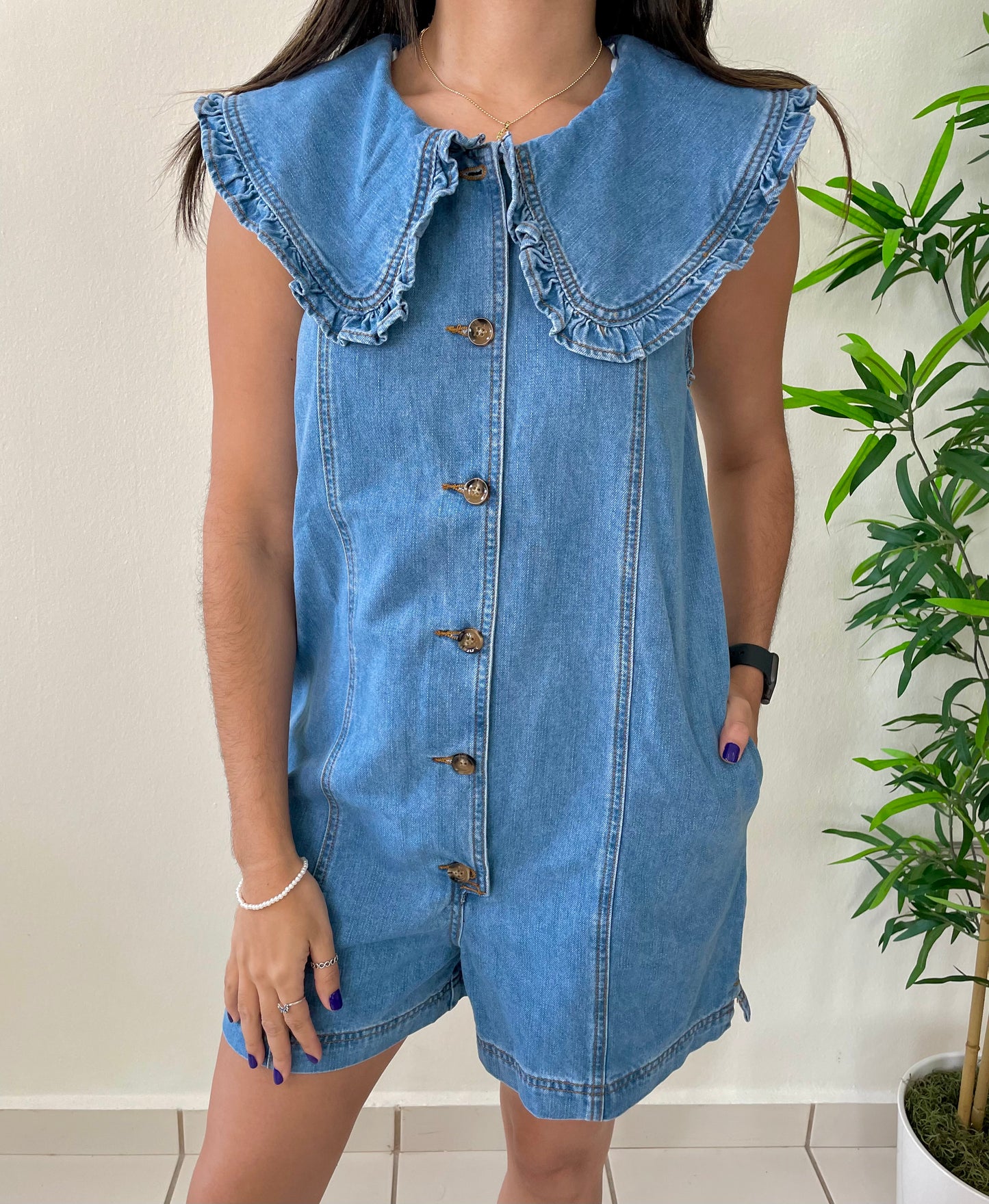 DENIM ROMPER