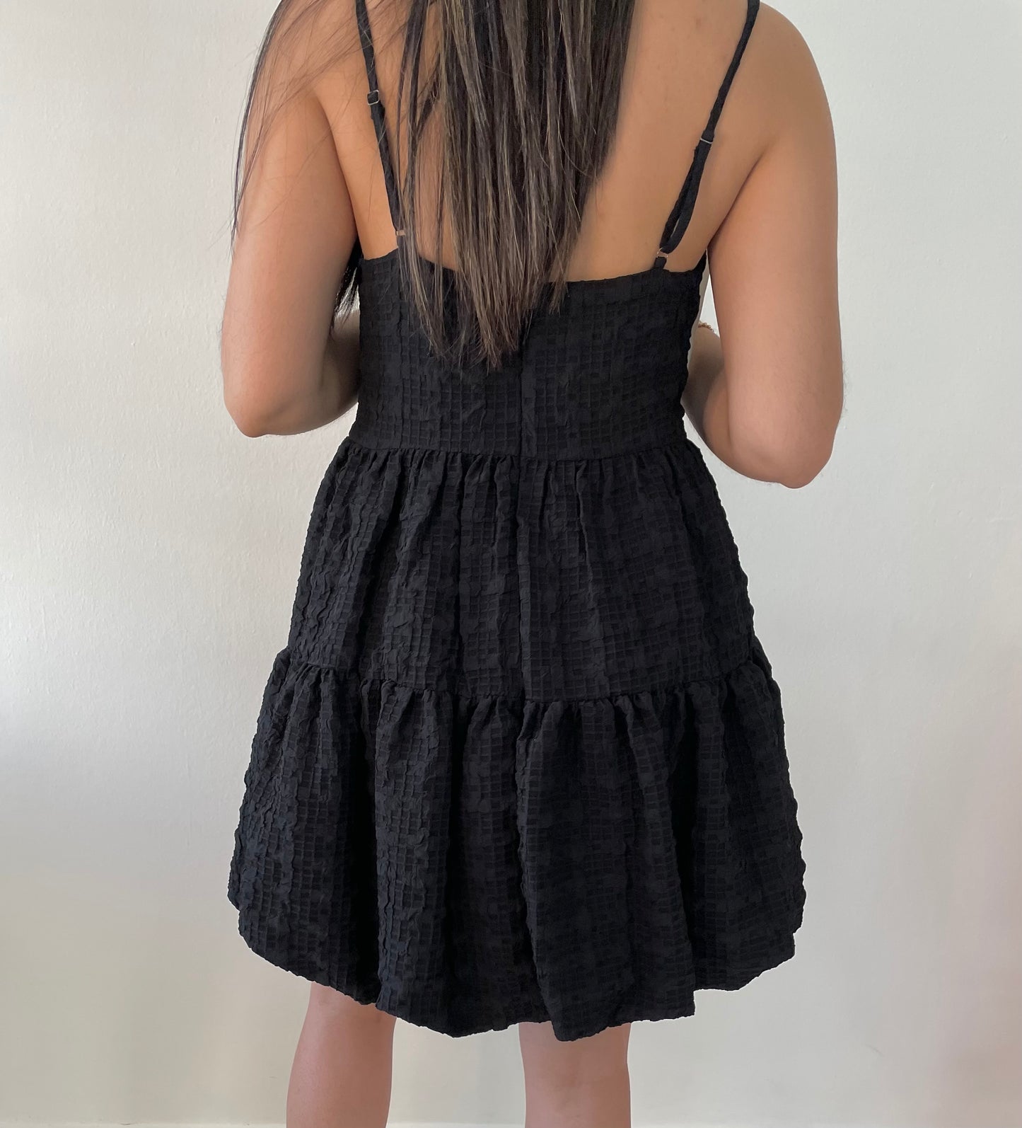 BUBBLE BLACK MINI DRESS