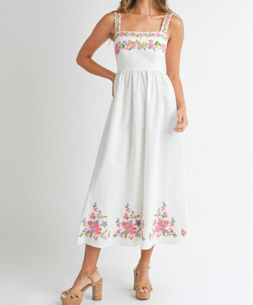 EMBROIDERED MIDI DRESS