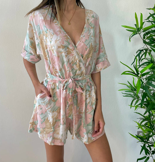 PINK FLORAL ROMPER