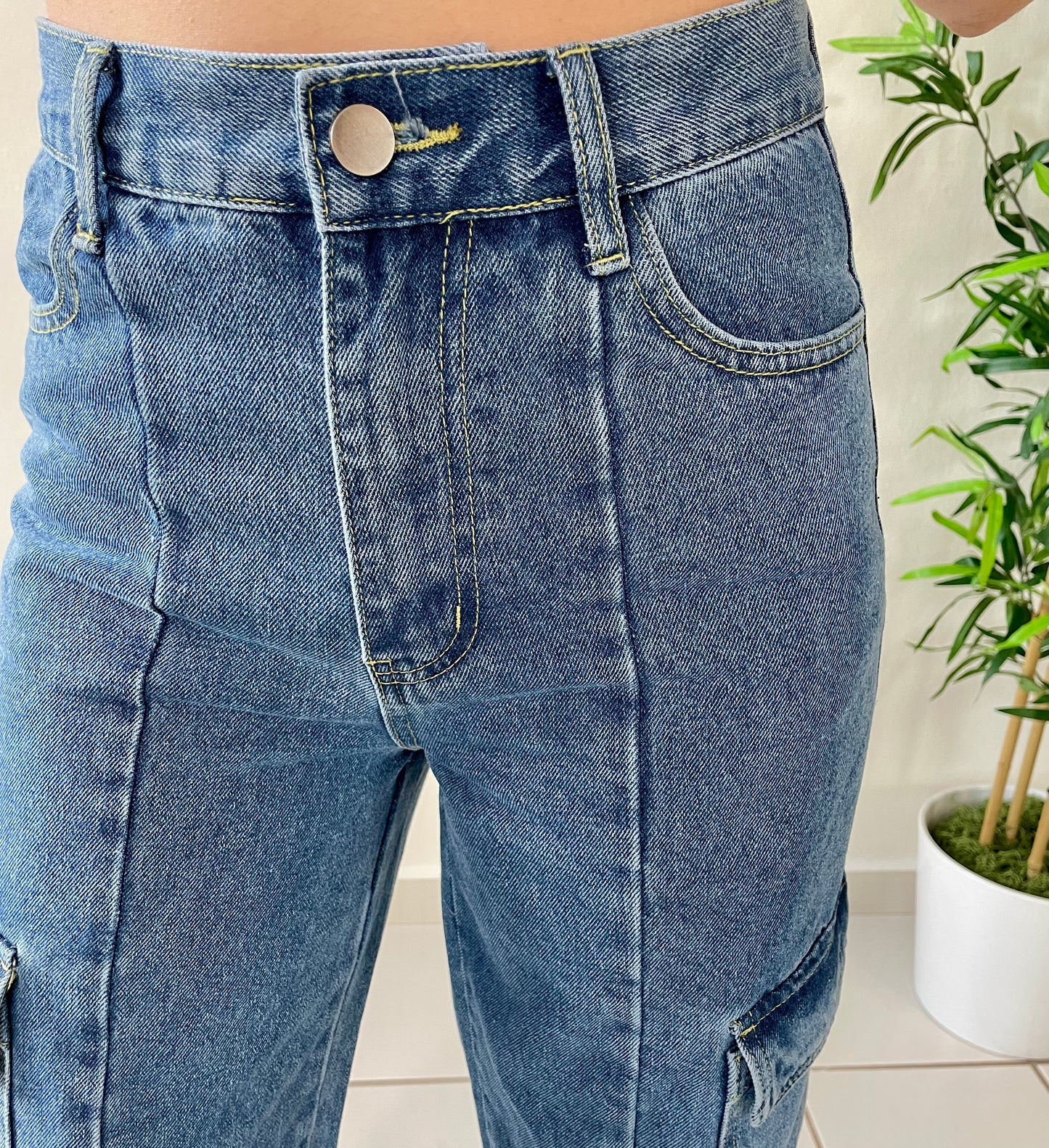 DENIM CARGO PANTS