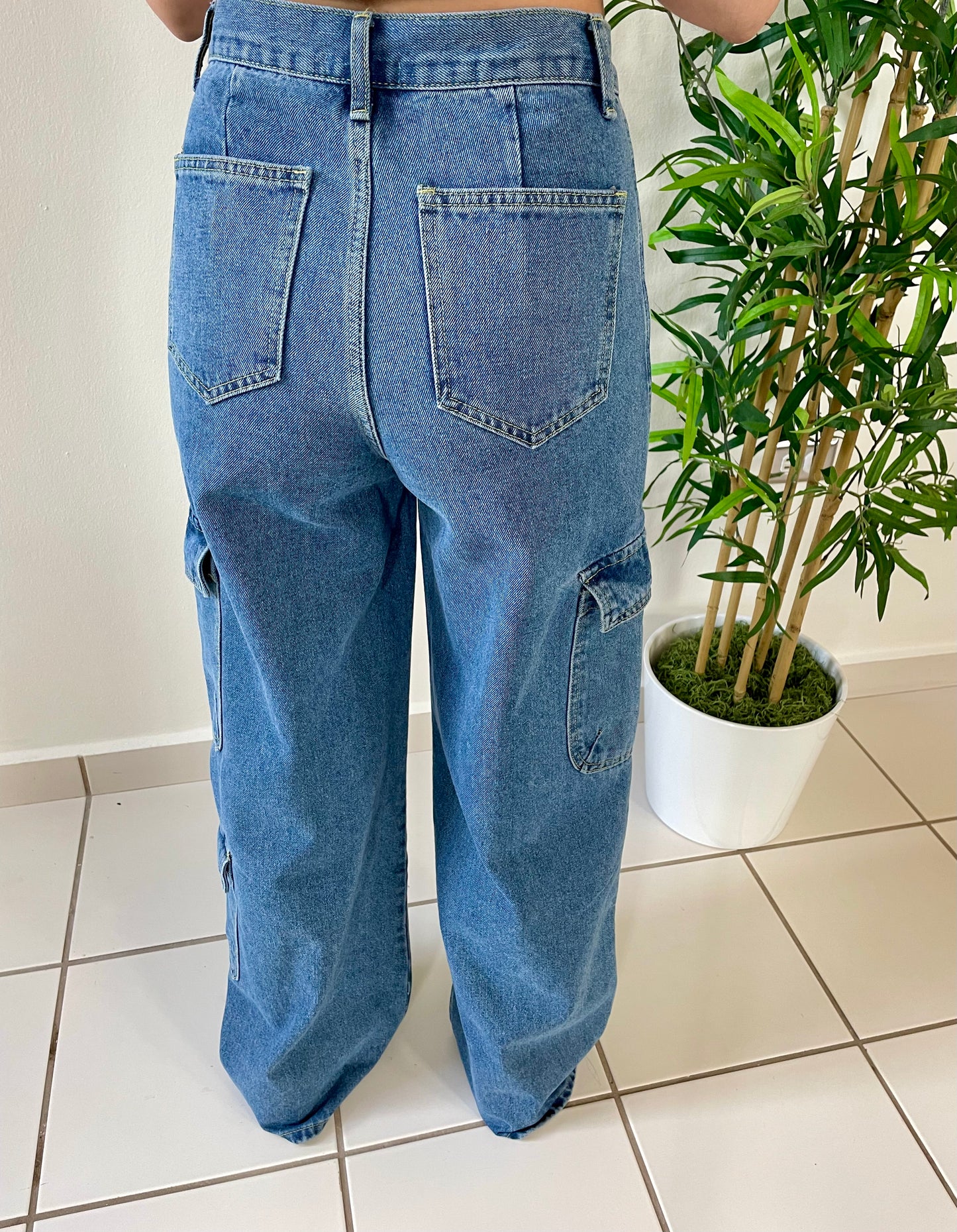 DENIM CARGO PANTS