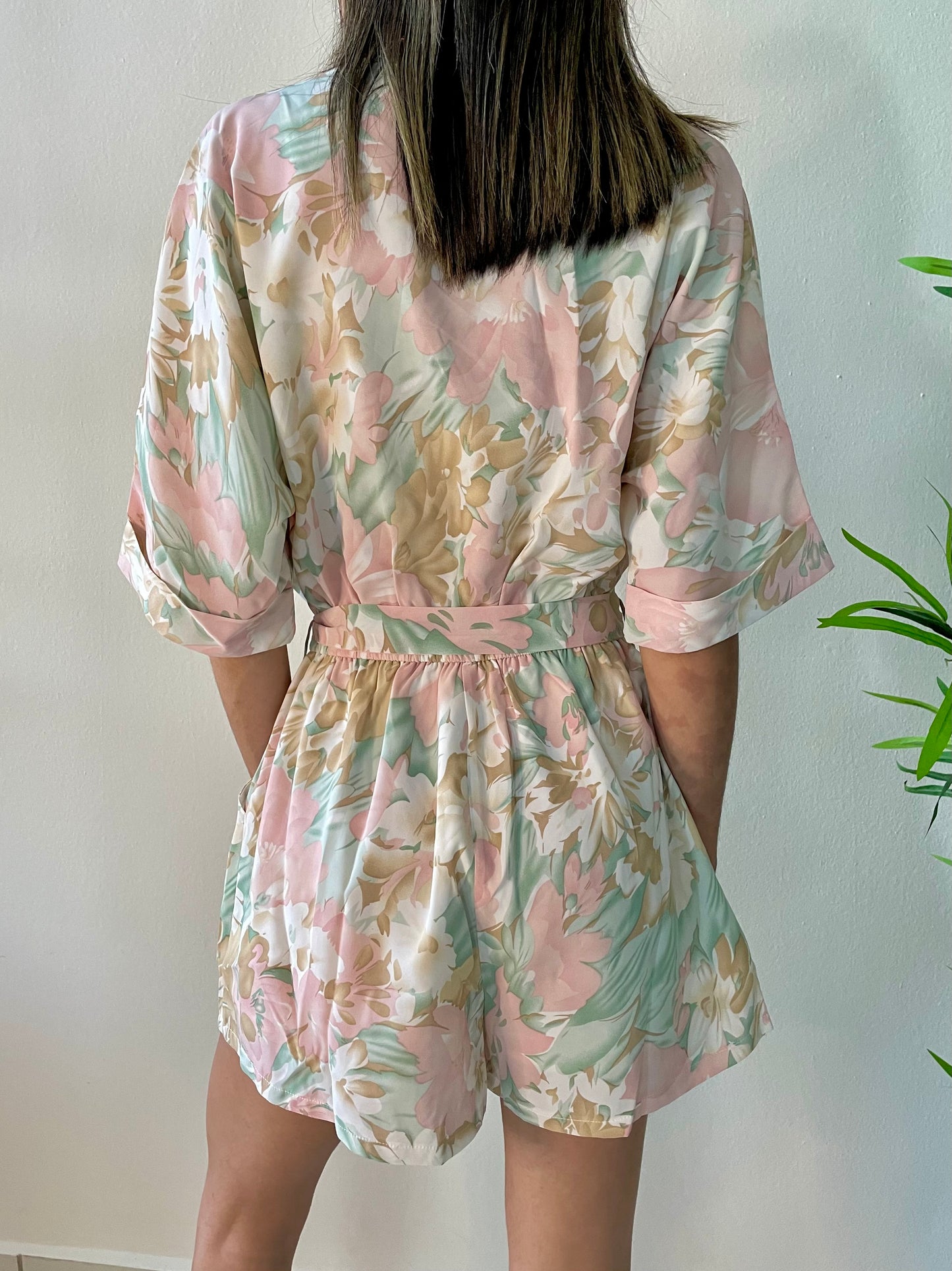 PINK FLORAL ROMPER
