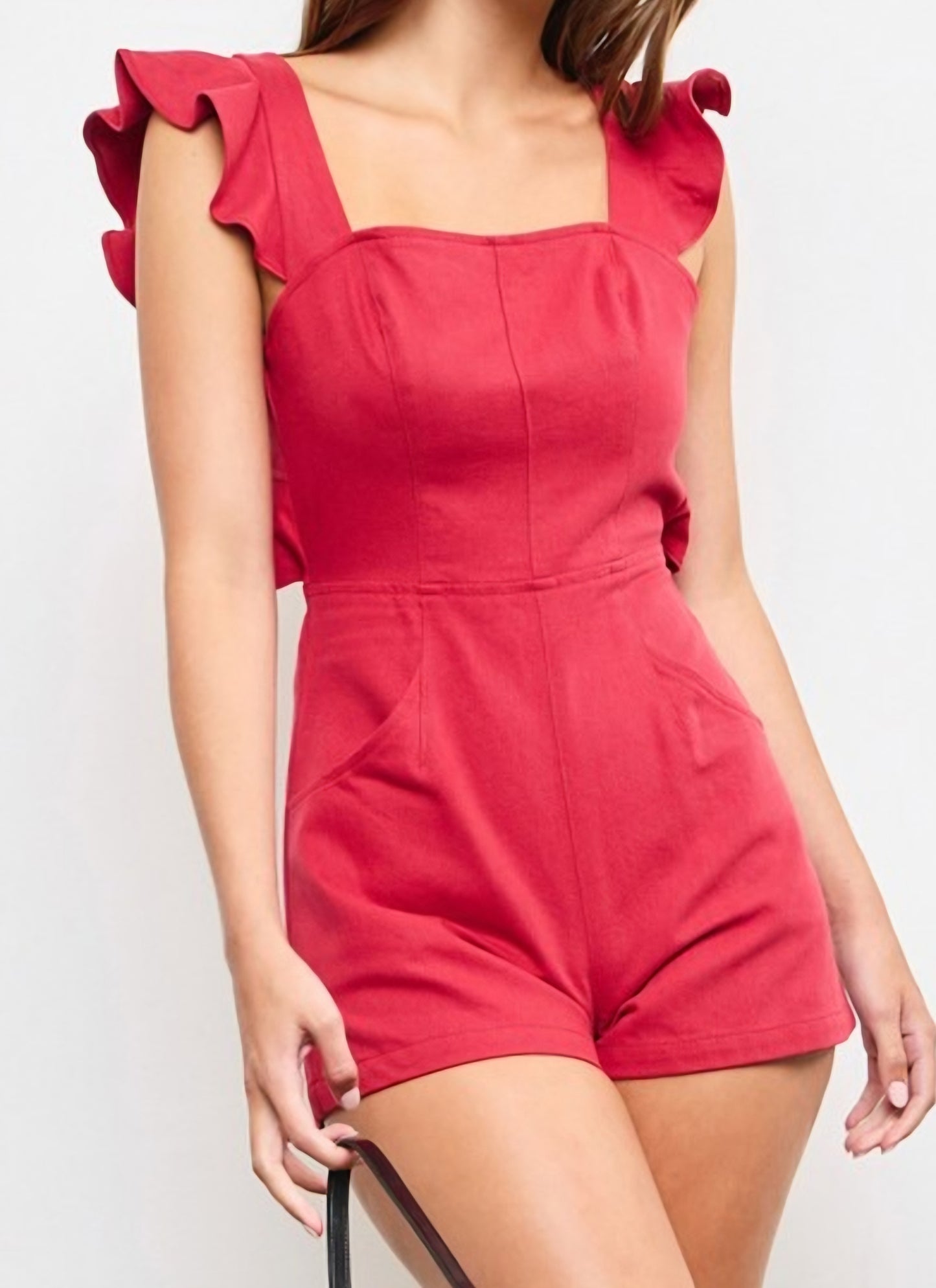 RED OPEN BACK ROMPER